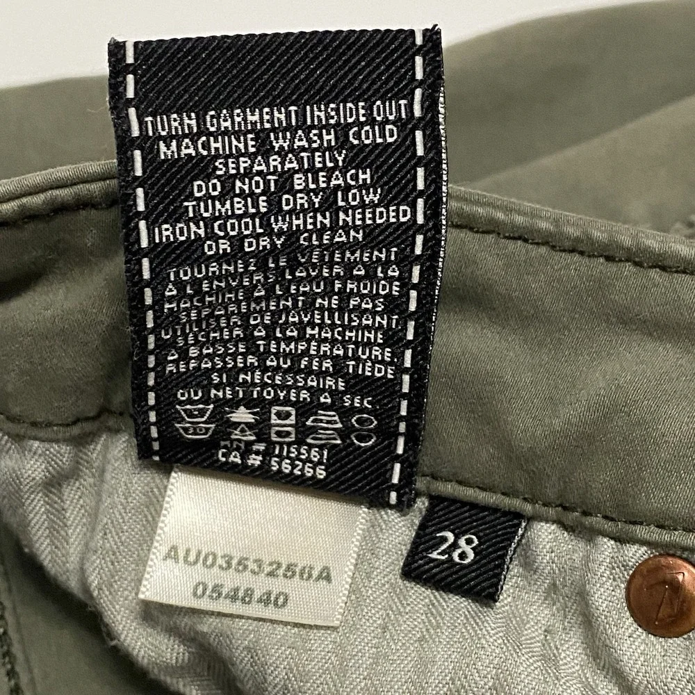 7 For All Mankind Women's Olive Green Skinny Jeans 28 Stretch Capsule Neutral